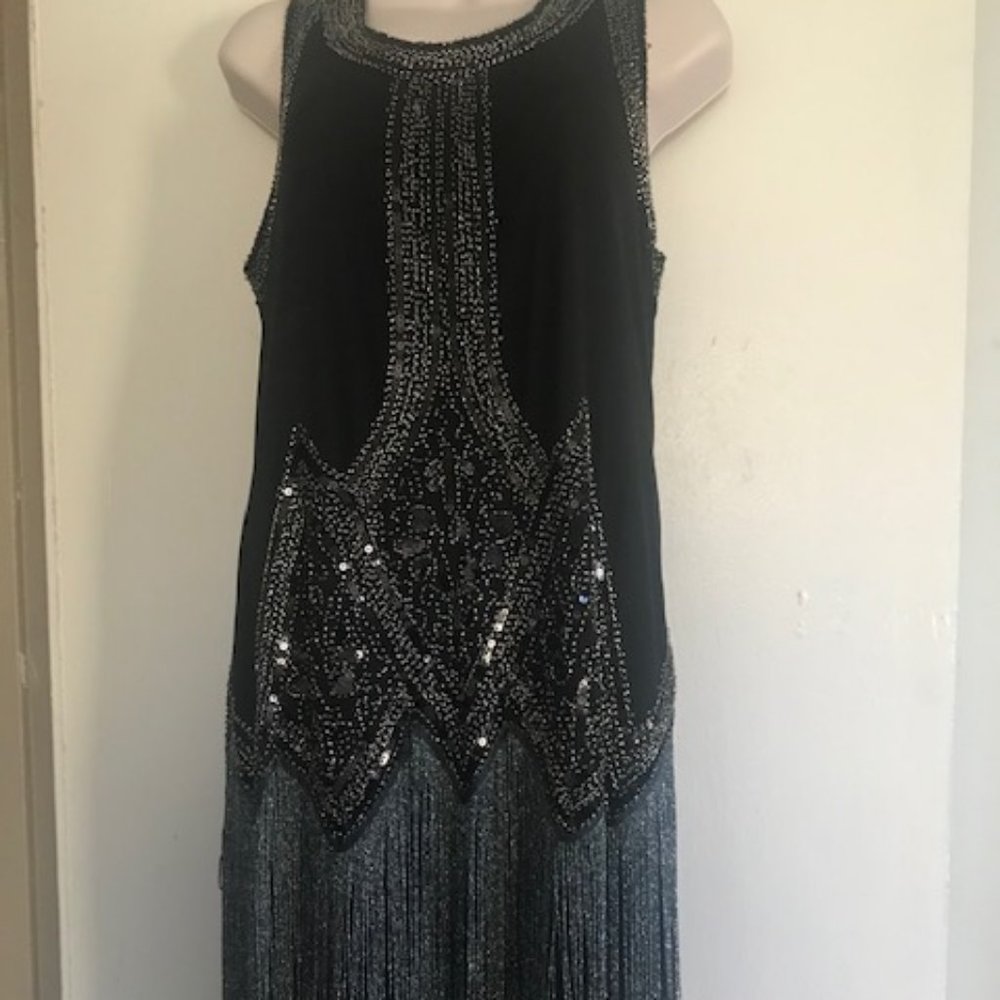 Flapper Inspired 1920's Beaded Fringed Dress